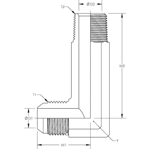 Male JIC To Male Pipe 90° Elbow - Extra Long